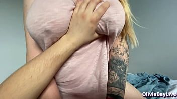 Play Step Brother watch Porn with Step Sister and her into Fucking - Olivia Bay