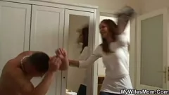 Play Mature Brunette Mom Rides Stepson's Big Cock