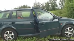 Play Mature Granny Threesome Outside