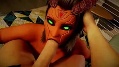 Play Curvy 3D Succubus Demon Girl with Toxic Green Eyes Gives Intense POV Blowjob