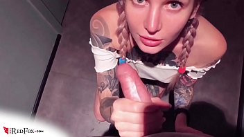 Play Hot Girlfriend Blowjob and Masturbate Cock in Toilet - Cum in Mouth