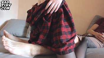 Play Schoolgirl in Stockings Fucking with StepBrother - Cumshot